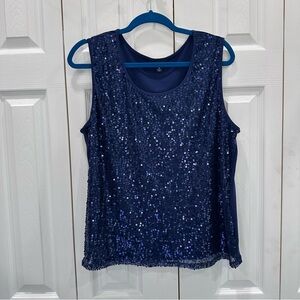 George Navy Sequin Blouse
